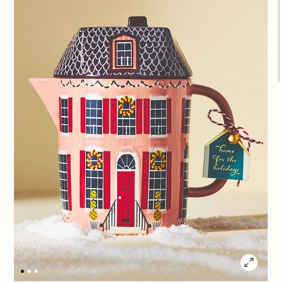 Anthropologie Chalet Village Holiday Christmas House Teapot & Two Mugs Set - Picture 3 of 10